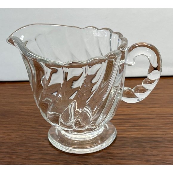 Fostoria Glass Colony Optic Swirl Cream and Sugar Serving Set Vintage Clear - Picture 2 of 10